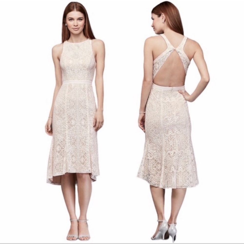 David’s Bridal Db Studio Lace Open Back Dress Bei… - image 1